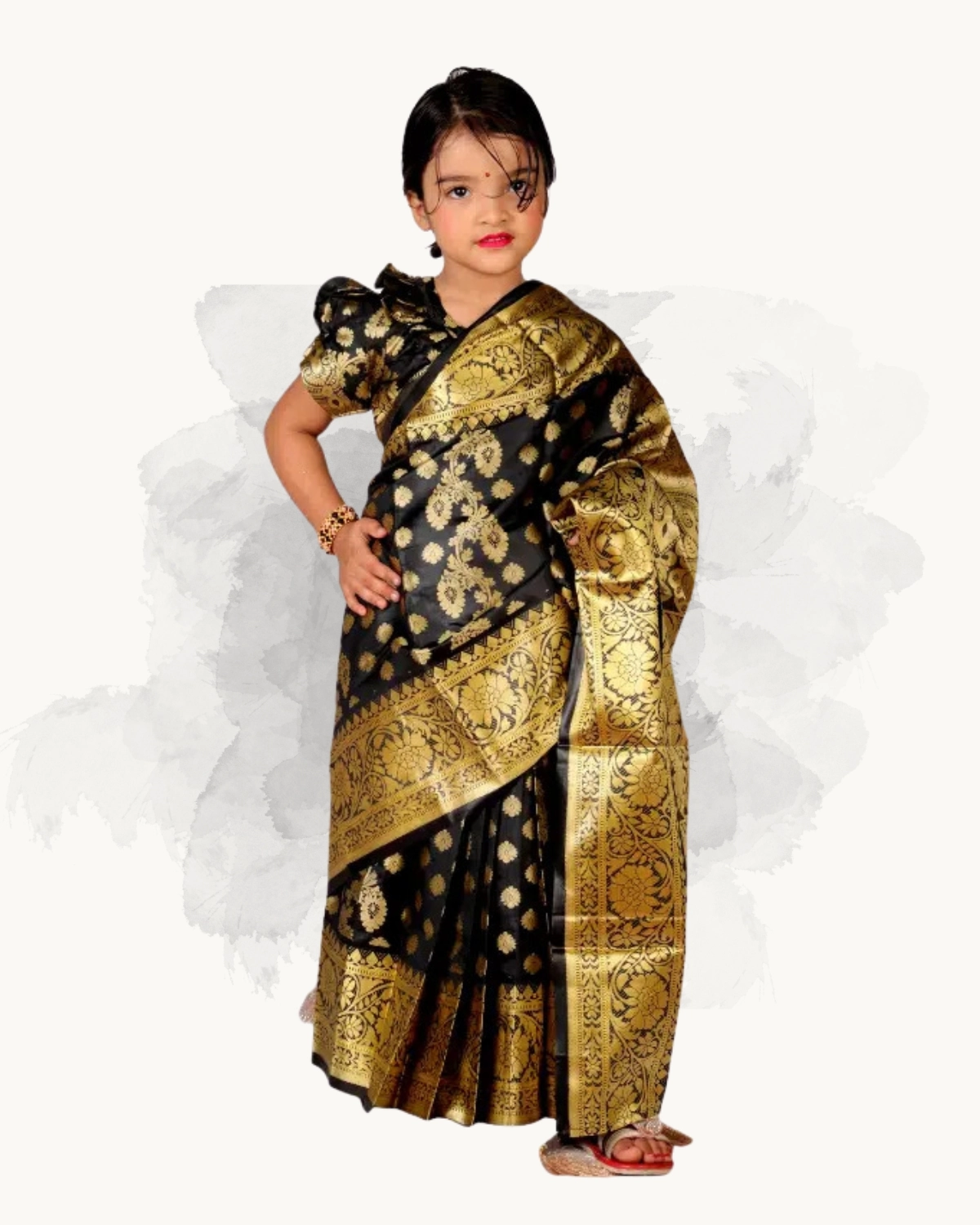 Soft Lota Katan Baby Ready Saree Black