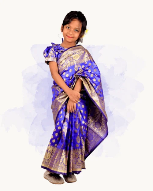 Soft Lota Katan Baby Ready Saree Blue