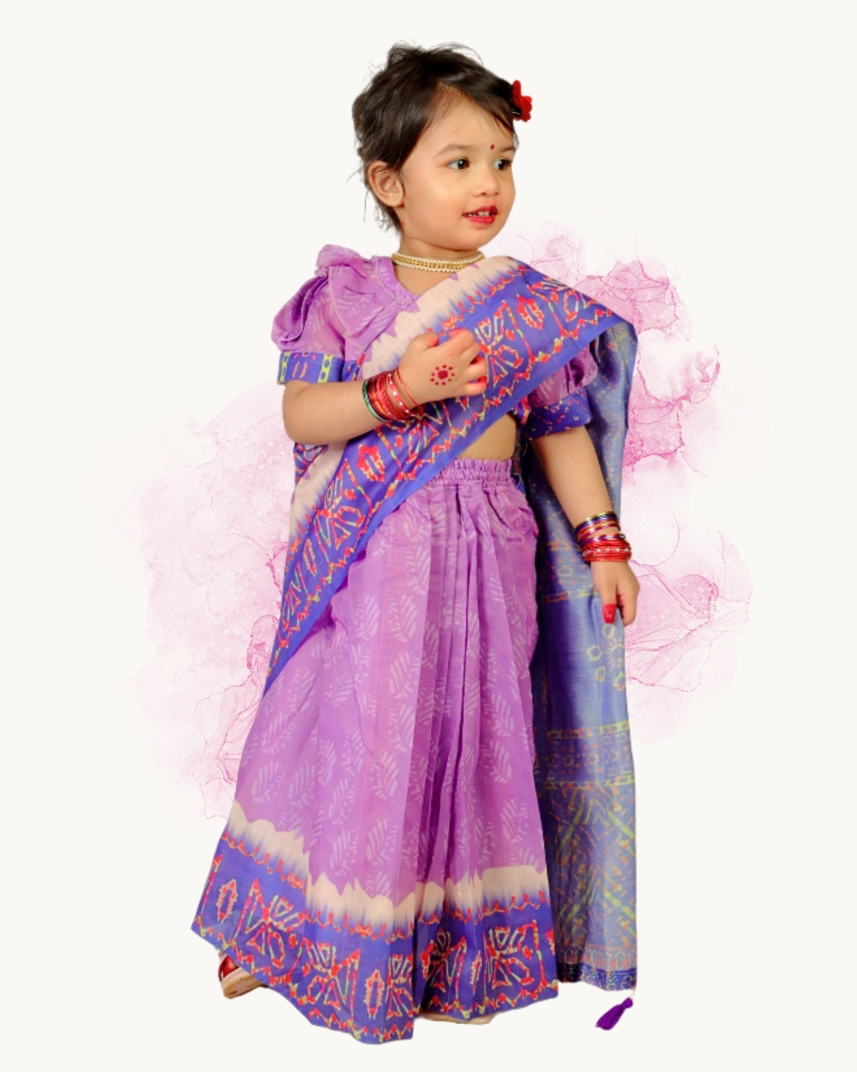 Chanderi Silk Batik Ready Saree for Kids