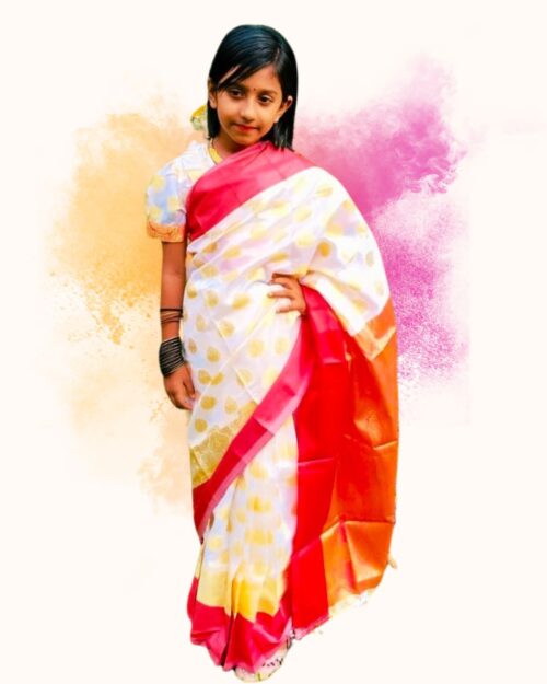 ক্রিম কাটান রেডি শাড়ী