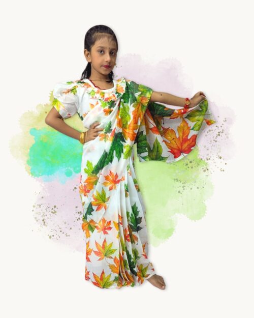 Chanderi Silk Digital Print Autumn Leaves - 2